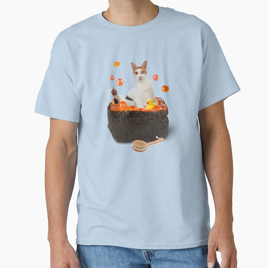 Cat Bathing in Luxurious Salmon Caviar | Sushi Cat by leBoosh-Designs T-Shirts, Hoodie, Sweatshirt (Image 1)