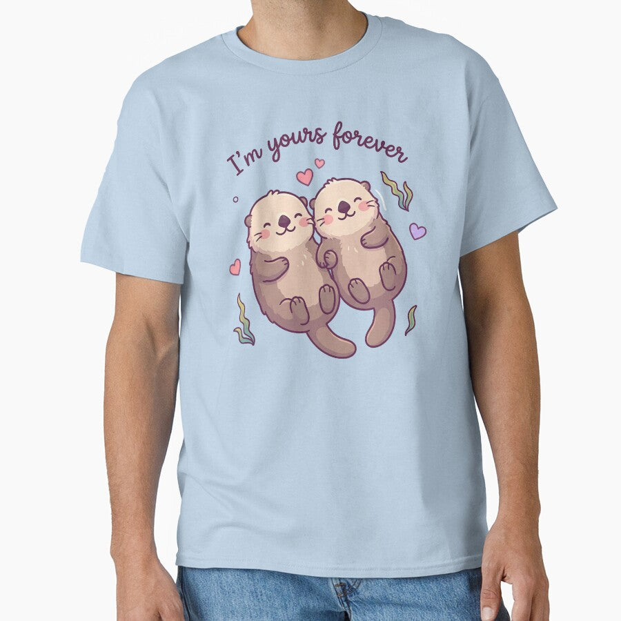 Cute Otter Couple in Love – Valentine’s Romantic Gift Design by Nice Vibes Prints T-Shirts, Hoodie, Sweatshirt (Image 1)