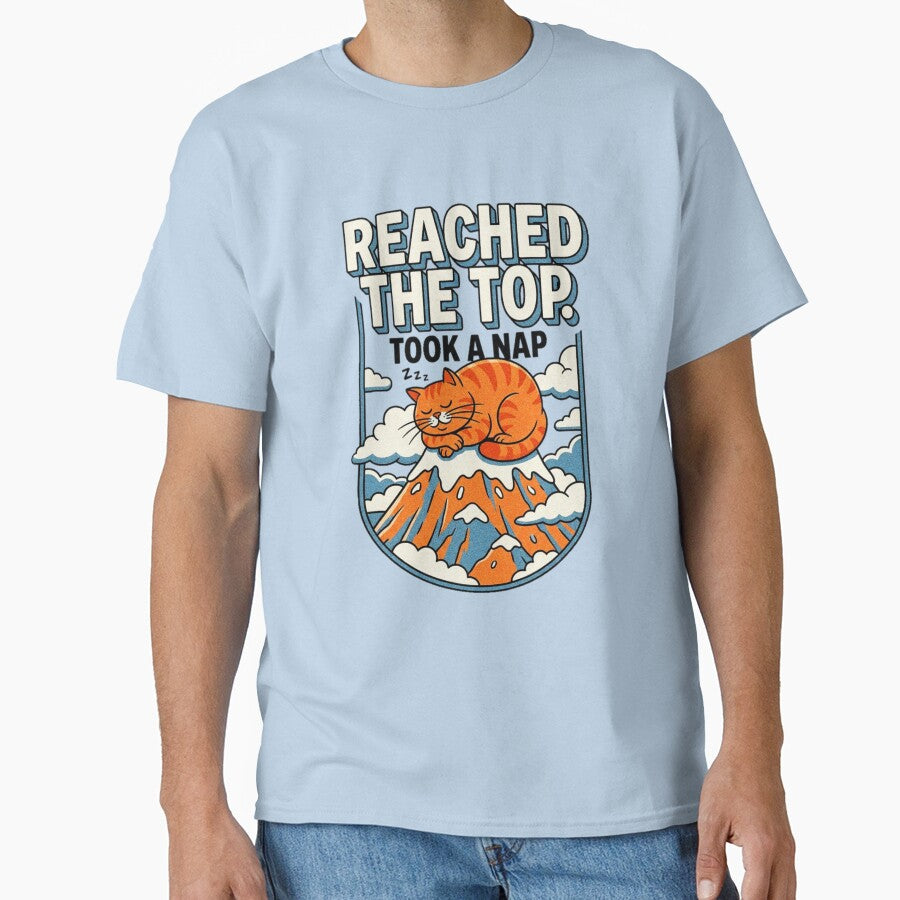Peak Lazy Reached The Top Took A Nap Cat Graphic — Funny Lazy Cat Humor by SkTee2k