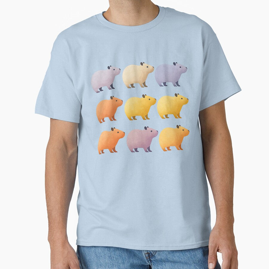 Colorful Capybara Lineup in Pastel Tones by ArtfulWeave T-Shirts, Hoodie, Sweatshirt | BlankRebels.com (Image 1)