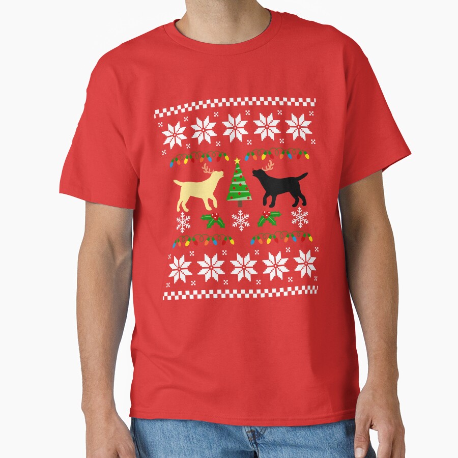 Yellow and Black Labrador Ugly Christmas Pattern by HappyLabradors T-Shirts, Hoodie, Sweatshirt | BlankRebels.com (Image 1)