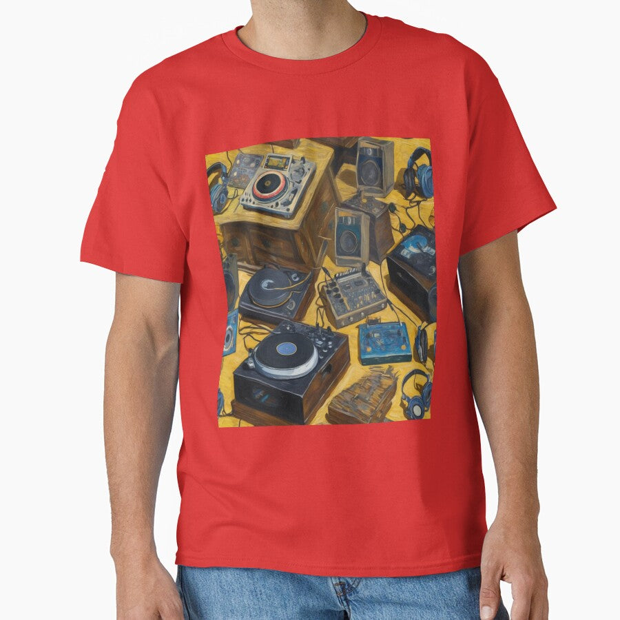 "Essential DJ Tools: Turntables, Mixers, Controllers, Headphones, and Speakers" by Artisticanvas T-Shirts,... (Image 1)