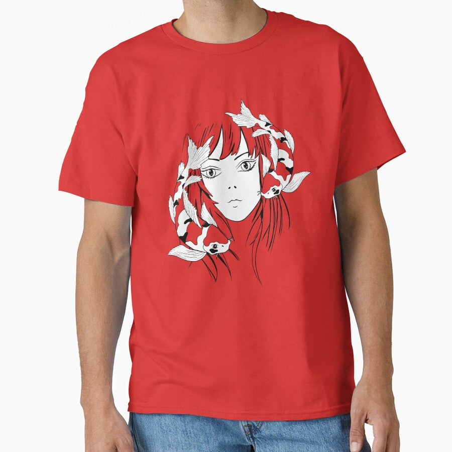 Anime girl with koi by Fran Fryberg T-Shirts, Hoodie, Sweatshirt | BlankRebels.com (Image 1)