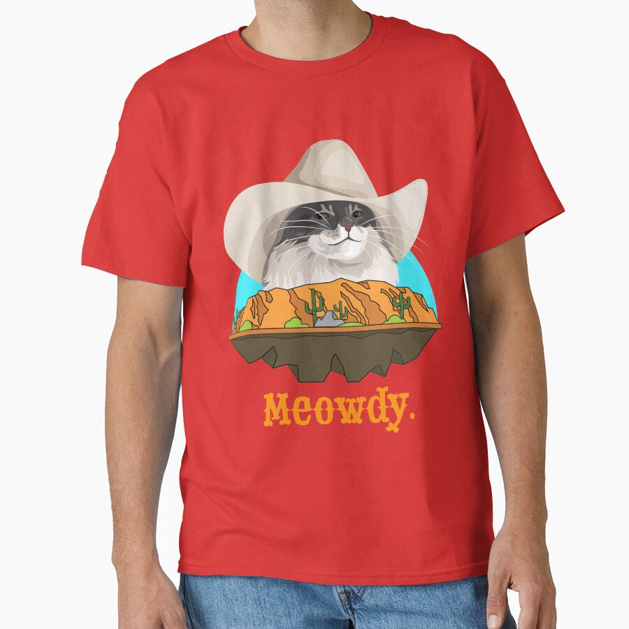 Meowdy Texas Cat Cowboy Meme Funny Internet Illustration by CelestialHCO T-Shirts, Hoodie, Sweatshirt (Image 1)