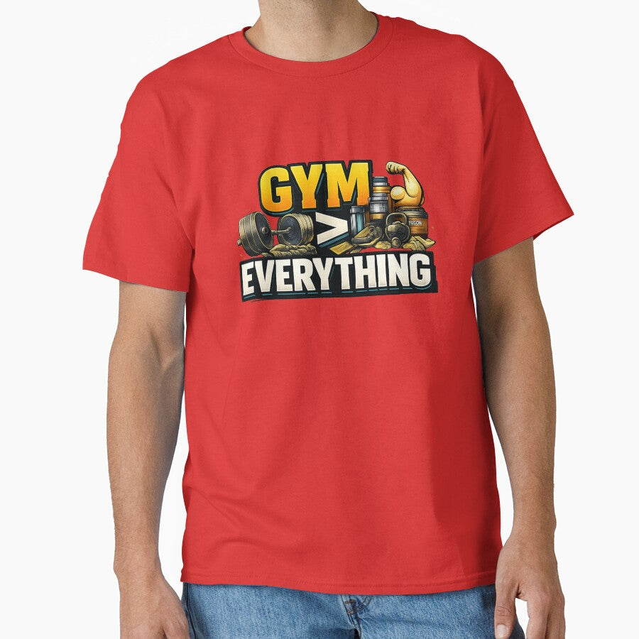 GYM > EVERYTHING” – Funny Gym Addict Priorities T-Shirt by Born To Be Fit Hoodie, Sweatshirt | BlankRebels.com (Image 1)