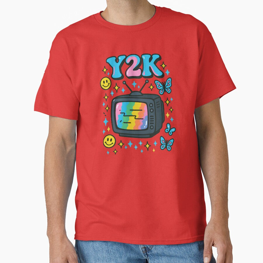 Y2K Retro TV Graphic | Vaporwave Smiley Face Butterfly T-Shirt Design | Pastel Aesthetic design by scanusha1979... (Image 1)