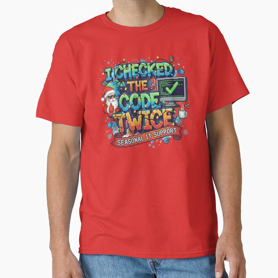 Santa's Secret Code in pixel art Christmas style: Gift T-shirt for Geek Developers and Programmers by... (Image 1)