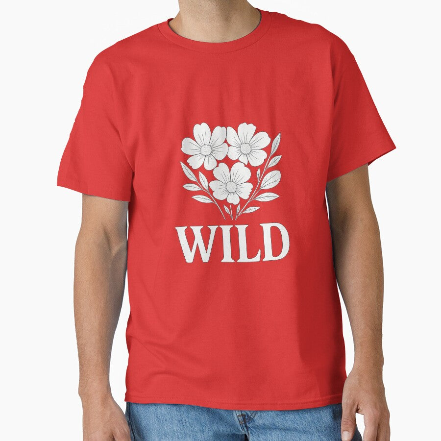 WILD – White Floral Line Art by FusionNexusArt T-Shirts, Hoodie, Sweatshirt | BlankRebels.com (Image 1)
