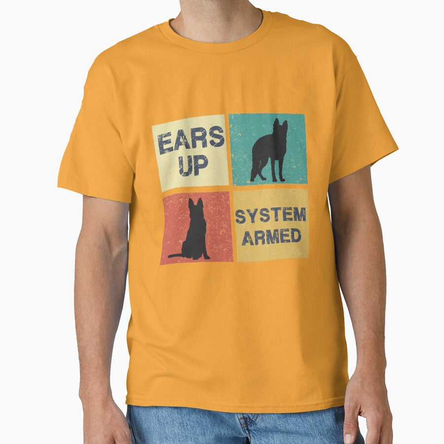 Funny  ears up system armed gift  shepherd dog vintage  t shirt by mohmmed22