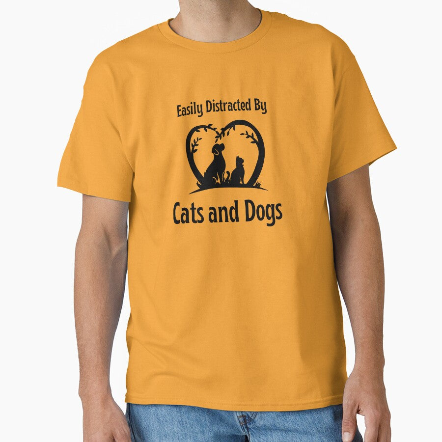 Easily Distracted Cats Dogs – Funny Pet Lover Quote Sticker T-Shirts, Hoodie, Sweatshirt