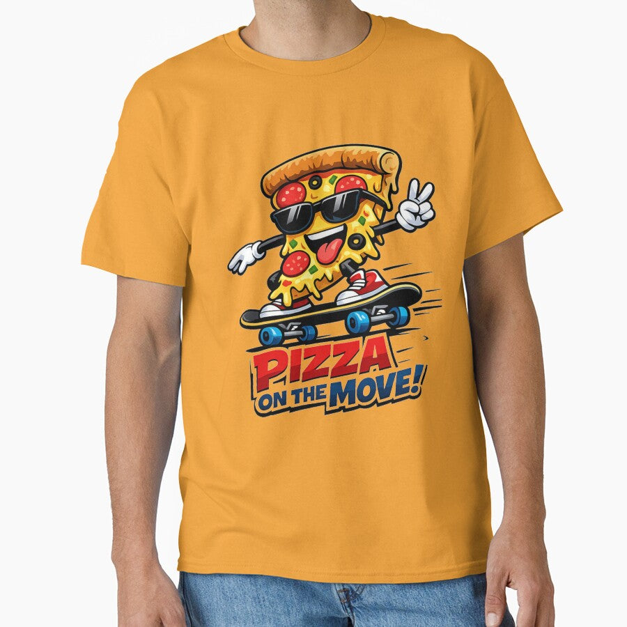 Cool pizza on a skateboard — fun cartoon design for skaters and pizza lovers. by Hummer Studio T-Shirts,... (Image 1)