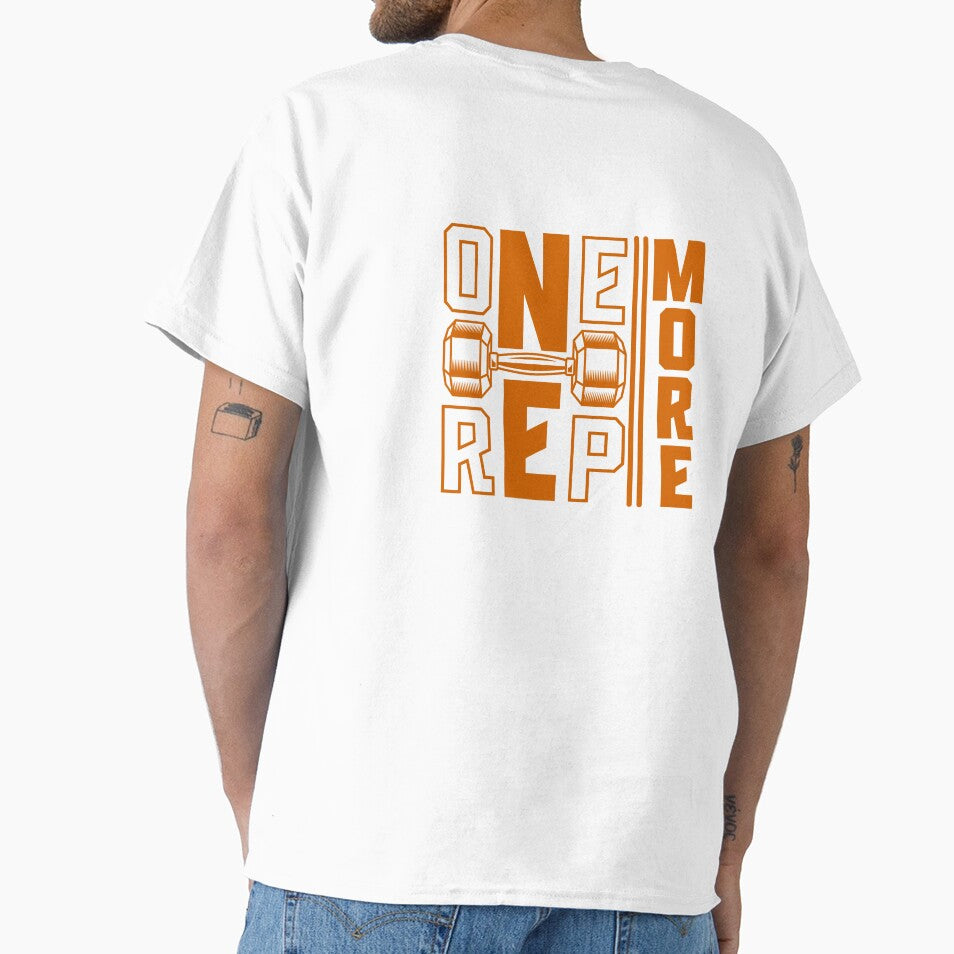 One More Rep - Vintage Orange Gym Motivation Barbell Graphic by Abaseen T-Shirts, Hoodie, Sweatshirt (Image 1)