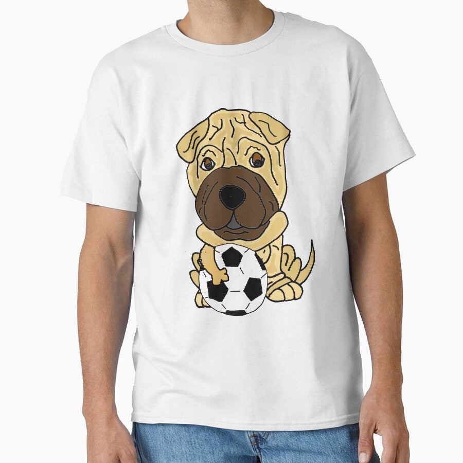 Funny Shar Pei Puppy Dog Playing Soccer by Nature's Fancy