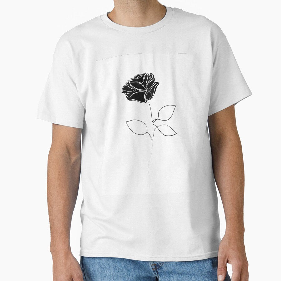 Black rose - Minimal line art by InspiRin T-Shirts, Hoodie, Sweatshirt | BlankRebels.com (Image 1)