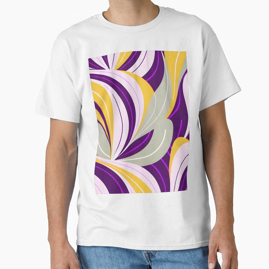 Mid Century Modern Abstract Botanical Yellow, Lilac by Prints and Lifestyle T-Shirts, Hoodie, Sweatshirt (Image 1)