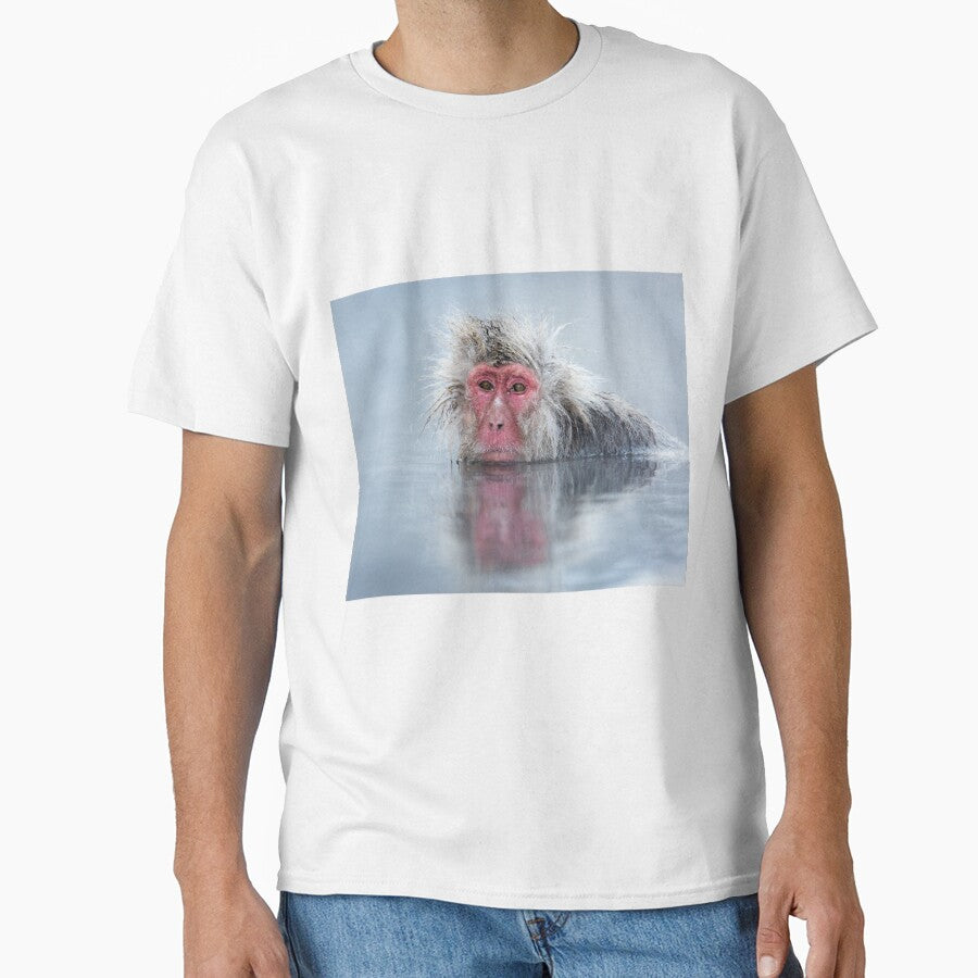 Wildlife Portrait - Snow Monkey Reflection (Japan) by Kellie Netherwood T-Shirts, Hoodie, Sweatshirt (Image 1)