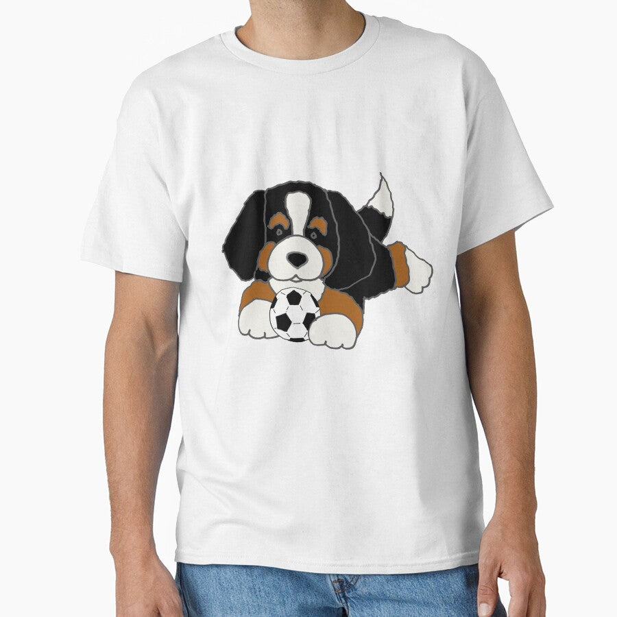 Cute Bernese Mountain Dog Playing Soccer by Nature's Fancy