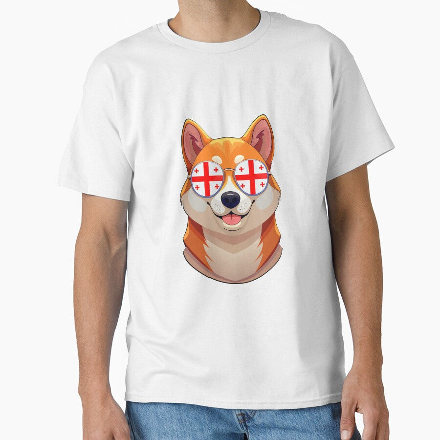 Vintage Patriotic Shiba Inu Georgian Flag by DreamBrushy