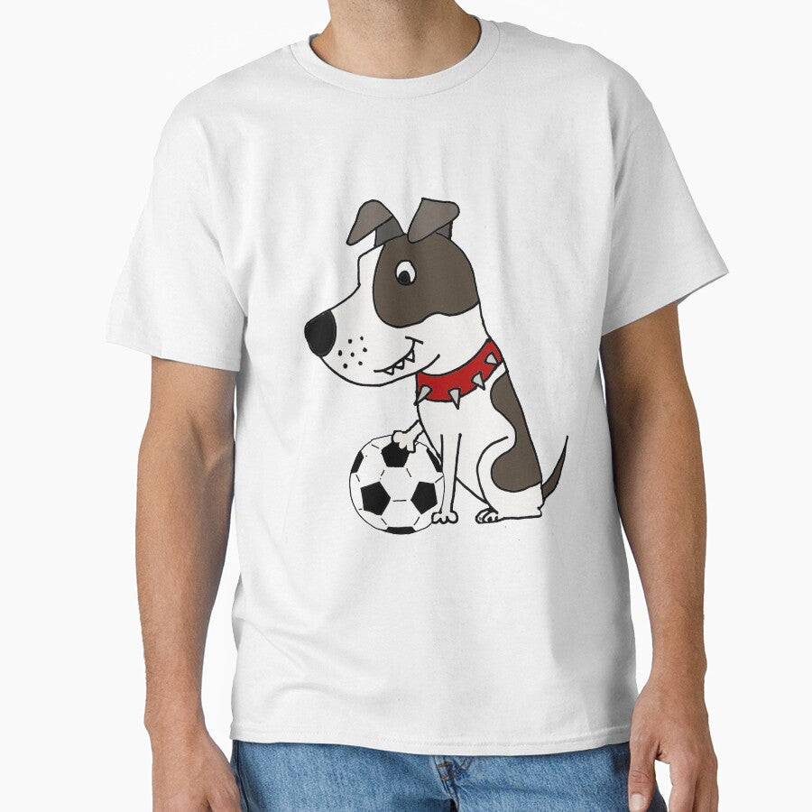 Funny Pitbull Dog Playing Soccer Cartoon by Nature's Fancy