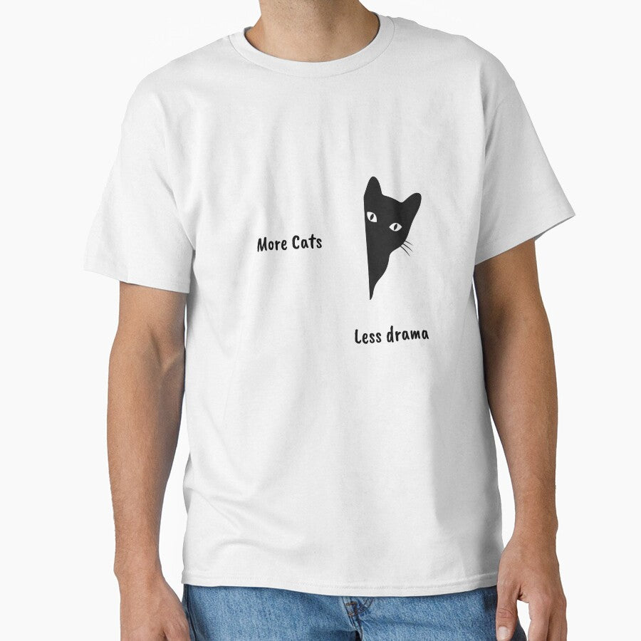 More Cats, Less Drama – Minimal Cat Lover Design by tiagoprint T-Shirts, Hoodie, Sweatshirt | BlankRebels.com (Image 1)