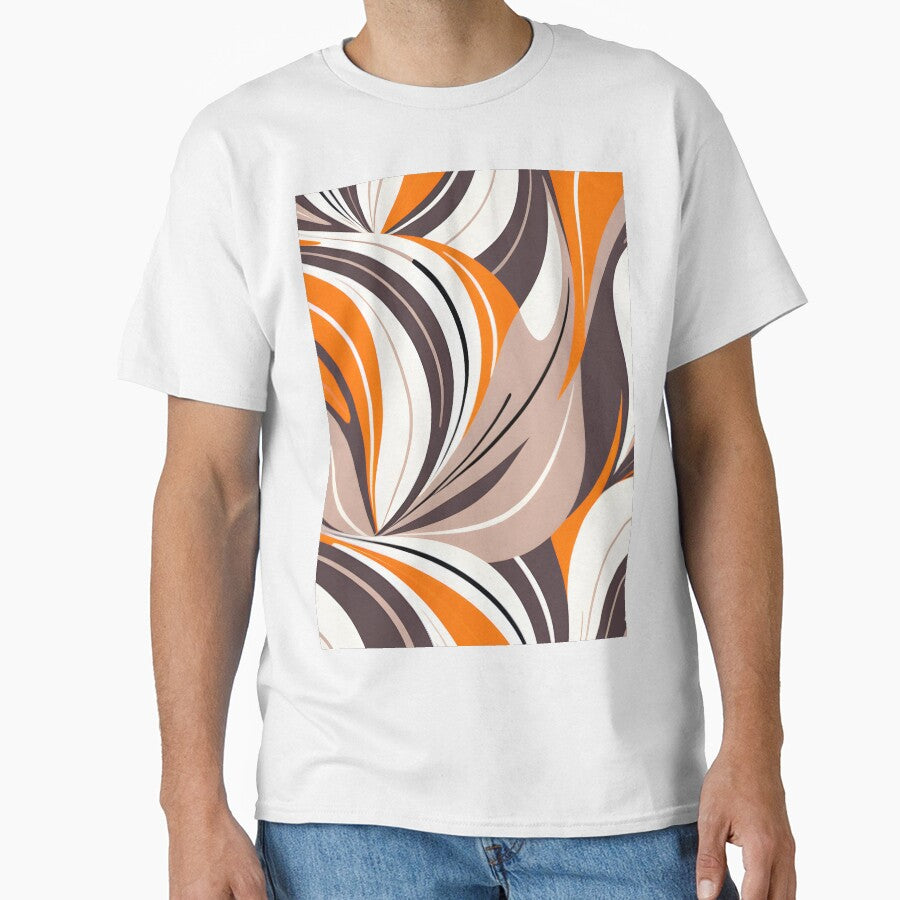 Mid Century Modern Abstract Botanical Taupe, Tangerine, Brown by Prints and Lifestyle T-Shirts, Hoodie, Sweatshirt (Image 1)
