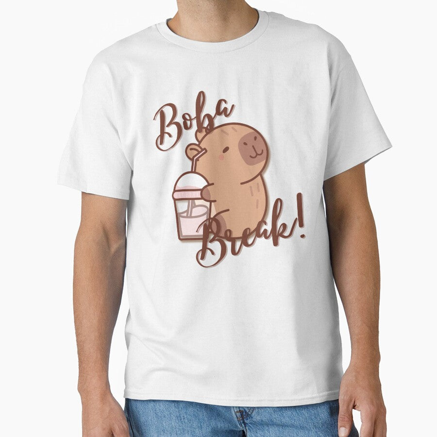 Boba Break Capybara Drink Design by MintNinja17 T-Shirts, Hoodie, Sweatshirt | BlankRebels.com (Image 1)