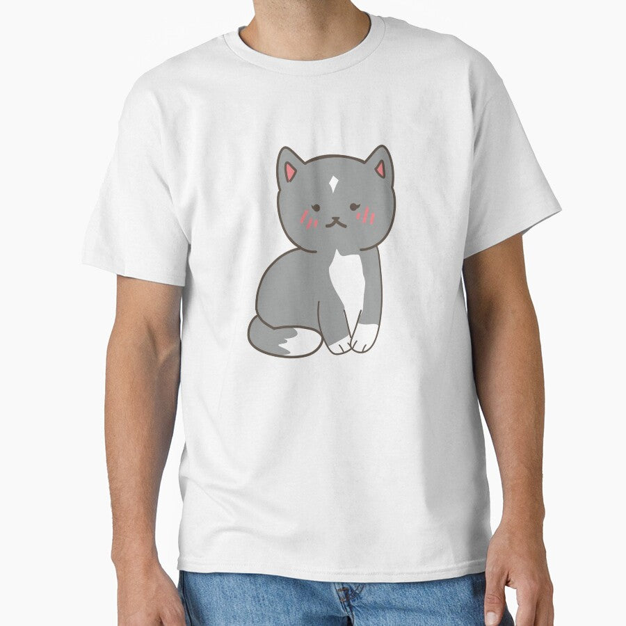Cutie kawii cat Art piece grey and white cat by TSSartworkshop