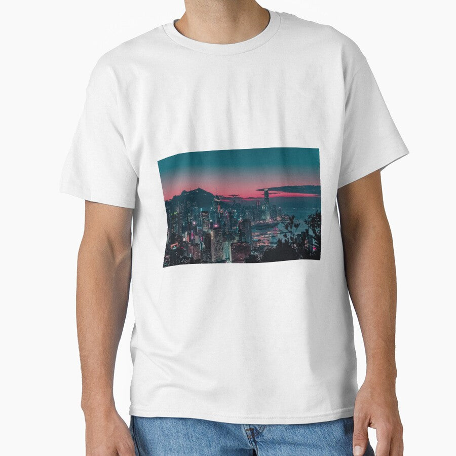 Night City at Dawn Cyberpunk Futuristic by Bien Design T-Shirts, Hoodie, Sweatshirt | BlankRebels.com (Image 1)