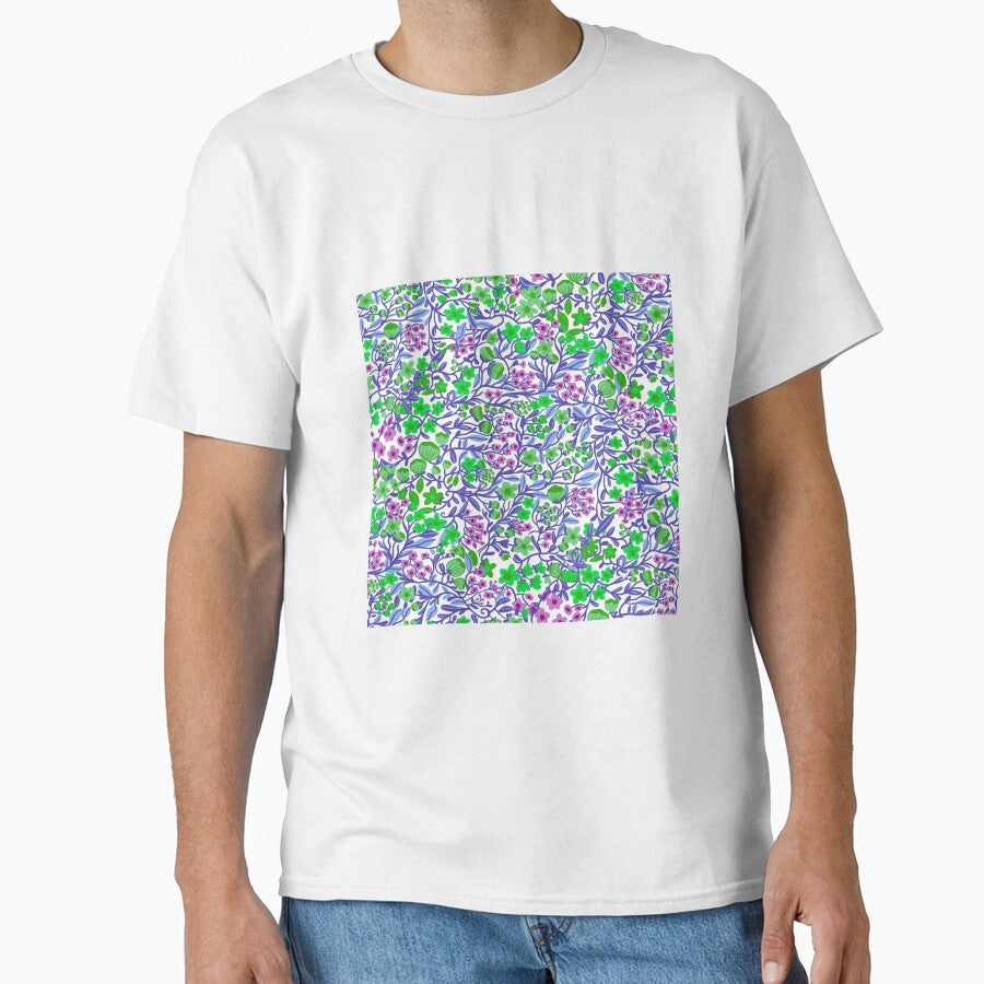 Vibrant Floral Pattern in Purple and Green: Phone Cases, Curtains, Mugs, Home Decor, Stickers, Art Prints,... (Image 1)