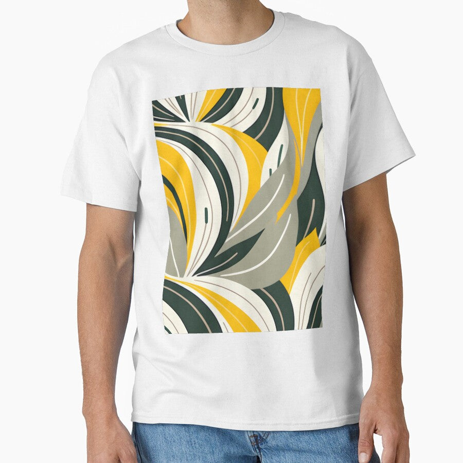 Mid Century Modern Abstract Botanical Yellow, Sage Green, Cream by Prints and Lifestyle T-Shirts, Hoodie,... (Image 1)