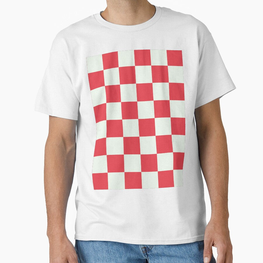 Pixel Retro Red Checkerboard Pattern by Zaya_art T-Shirts, Hoodie, Sweatshirt | BlankRebels.com (Image 1)