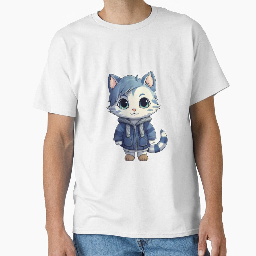 Cat Wearing Blue Hoodie by NicolasGlowArt