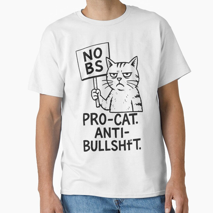 NO BS Pro Cat Anti Bullshit – Funny T-Shirt and Hoodie for Cat Lovers – Clever and Sarcastic Design by... (Image 1)