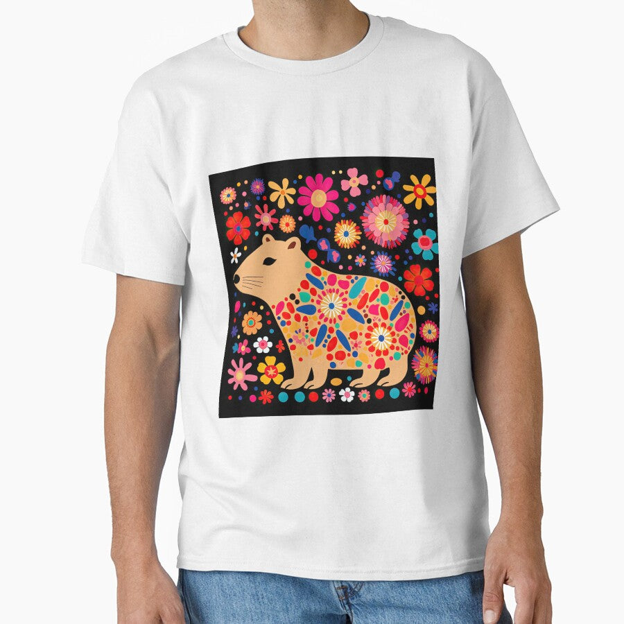 Abstract Floral Capybara Illustration by GulDesignCo T-Shirts, Hoodie, Sweatshirt | BlankRebels.com (Image 1)
