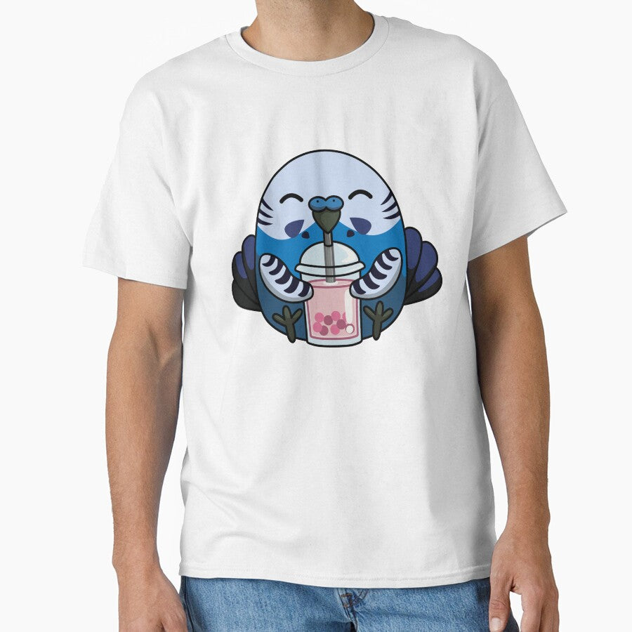 Bubbly Budgie Cute Adorable Budgie with Bubble Tea by ClumsyCat T-Shirts, Hoodie, Sweatshirt | BlankRebels.com (Image 1)