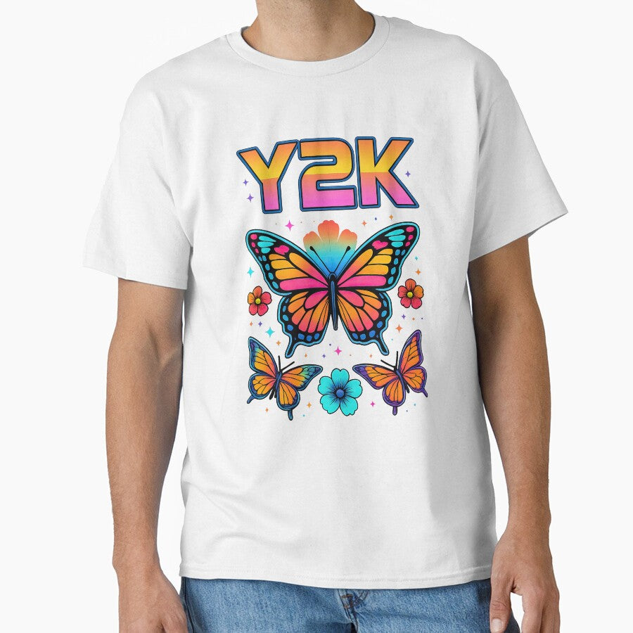 Y2K Butterfly Rainbow Aesthetic | Retro Neon Butterflies Graphic by RedCatTat T-Shirts, Hoodie, Sweatshirt (Image 1)