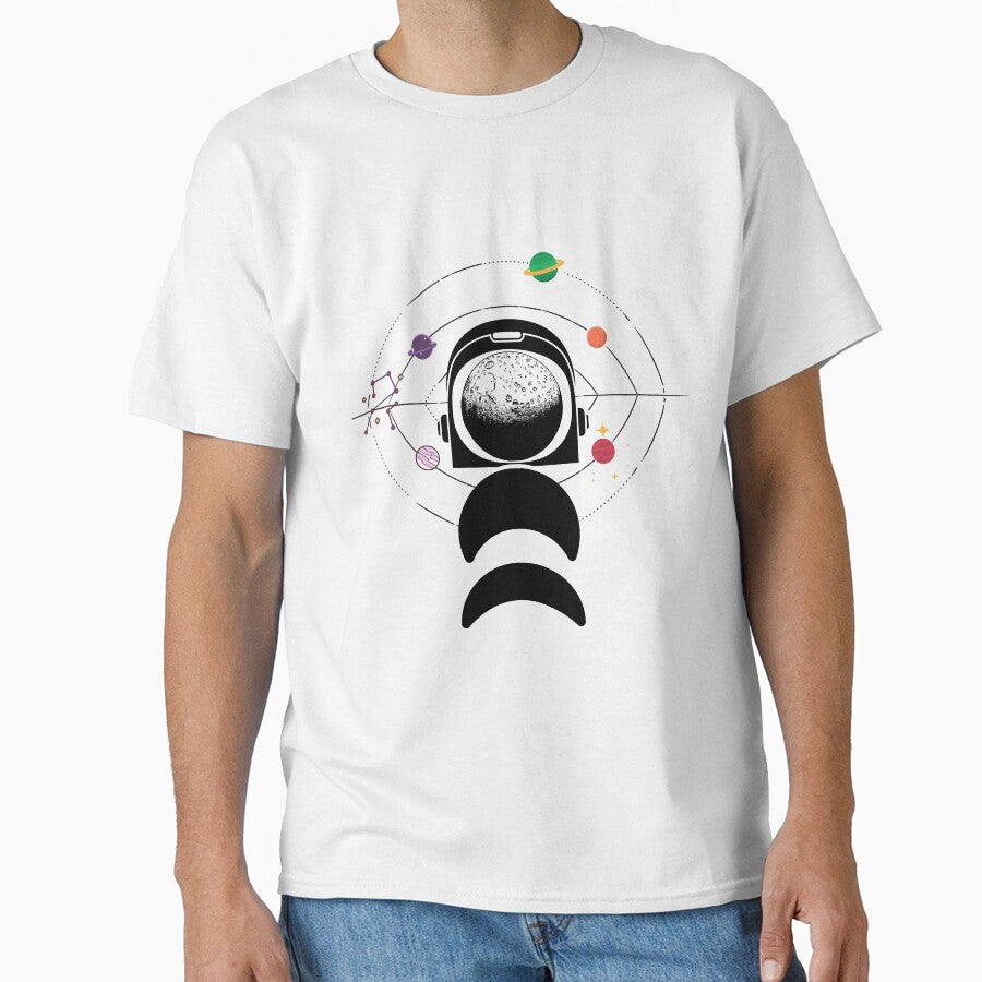 Moon Face Astronaut And Planets - Black by 4U2NV-LDN T-Shirts, Hoodie, Sweatshirt | BlankRebels.com (Image 1)