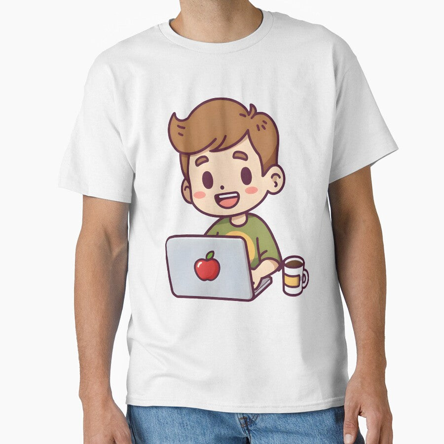 Coffee & Code – Cute Programmer Cartoon Illustration by Trendymart-shop T-Shirts, Hoodie, Sweatshirt (Image 1)