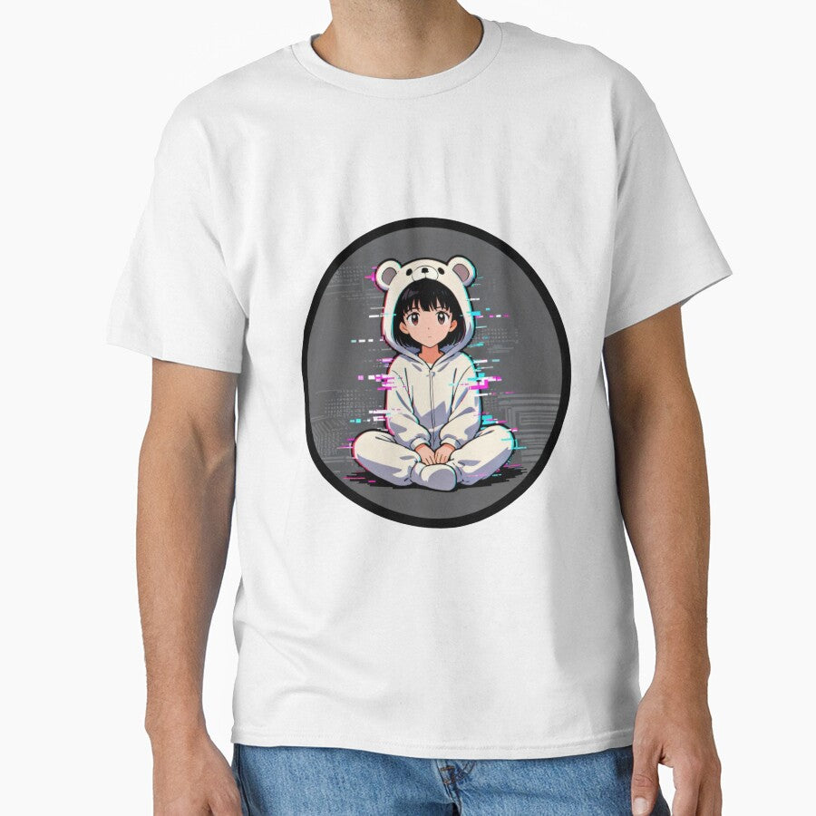 Serial Experiments Lain Glitch Aesthetic | Cute Bear Hoodie Anime Vaporwave Design by Gurjeetpixelart T-Shirts,... (Image 1)