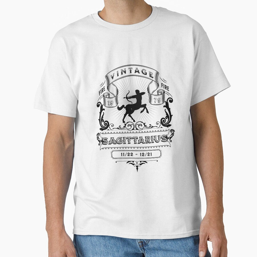 The Zodiac Sign of Sagittarius Black and White 1979 by rhombusOnion T-Shirts, Hoodie, Sweatshirt | BlankRebels.com (Image 1)
