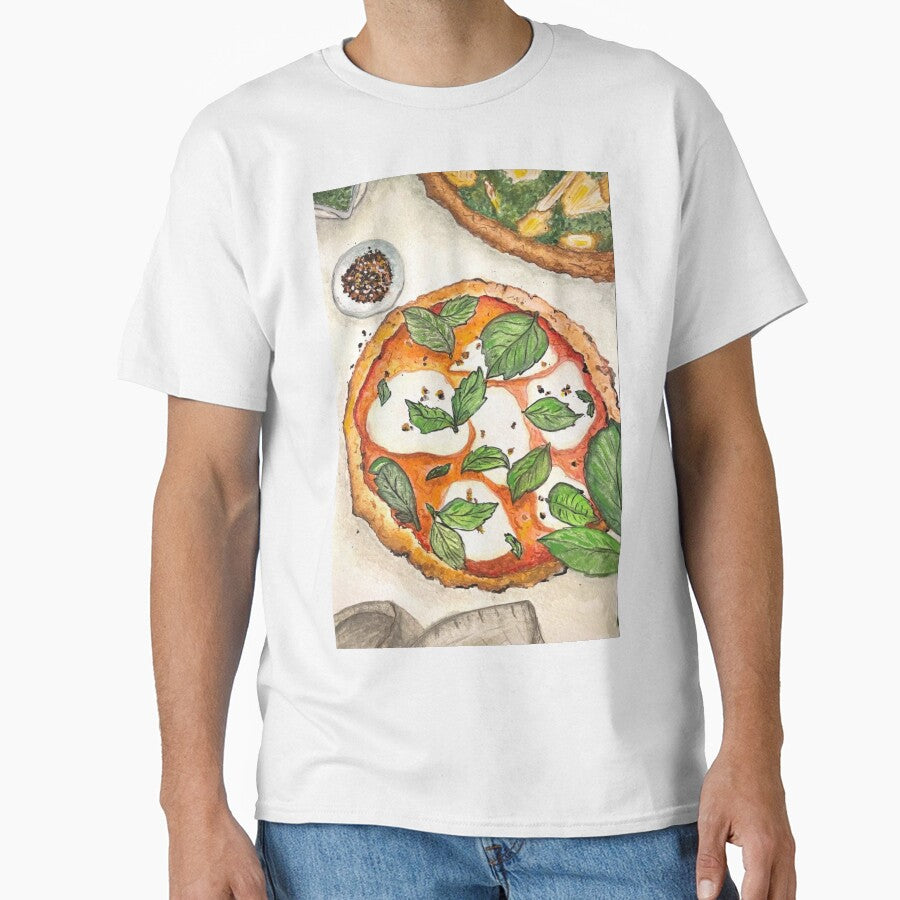 Italian food, pizza, art, kitchen, food lover, margherita, basil, gourmet, pizza lover, cute by peachcakecanvas