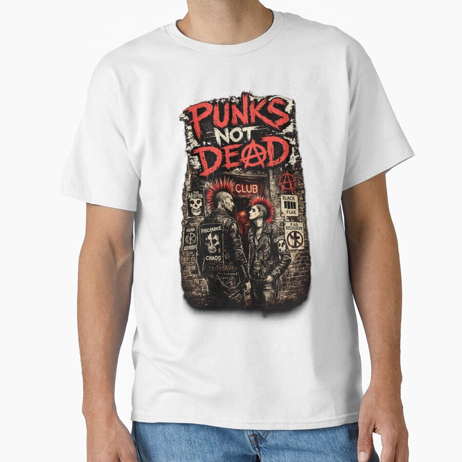 Punks Not Dead Club – Hardcore Street Punk Mohawk Graphic Tee by TheClockOutClub