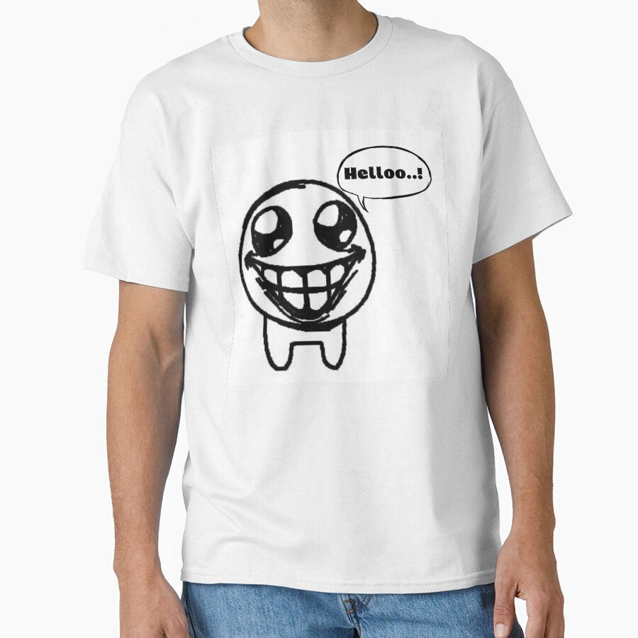 Funny Hello Meme Face – Minimalist Black and White Cartoon Doodle by Feminine Energy Studio T-Shirts, Hoodie,... (Image 1)