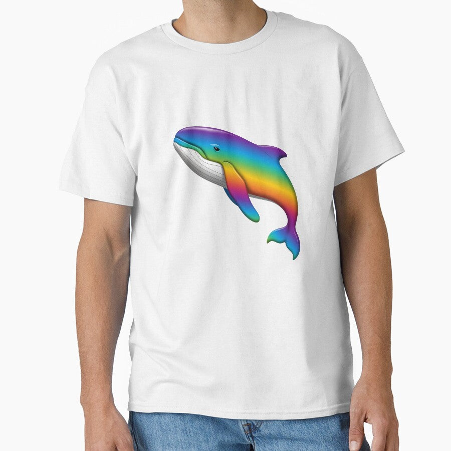 Rainbow Whale Art – Colorful Ocean Animal Illustration by RBToper