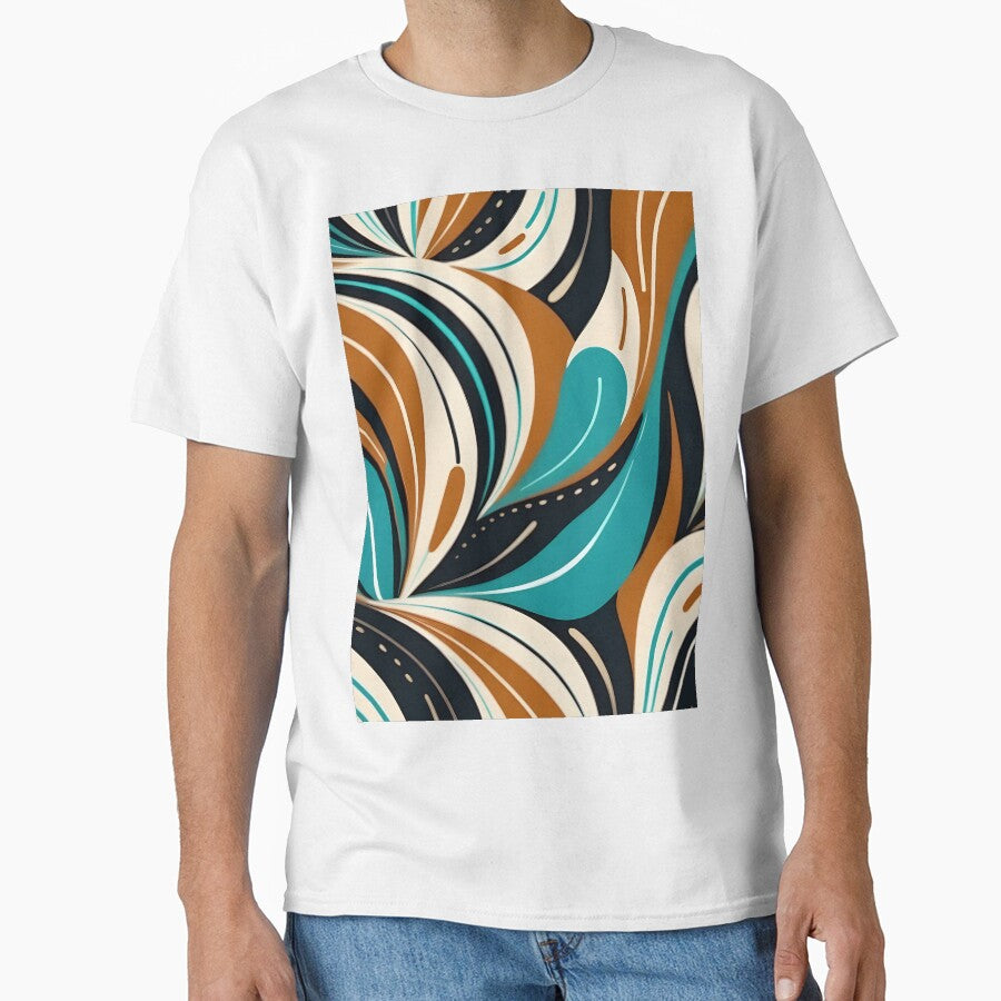 Mid Century Modern Abstract Botanical Turquoise, Ginger Brown by Prints and Lifestyle T-Shirts, Hoodie, Sweatshirt (Image 1)