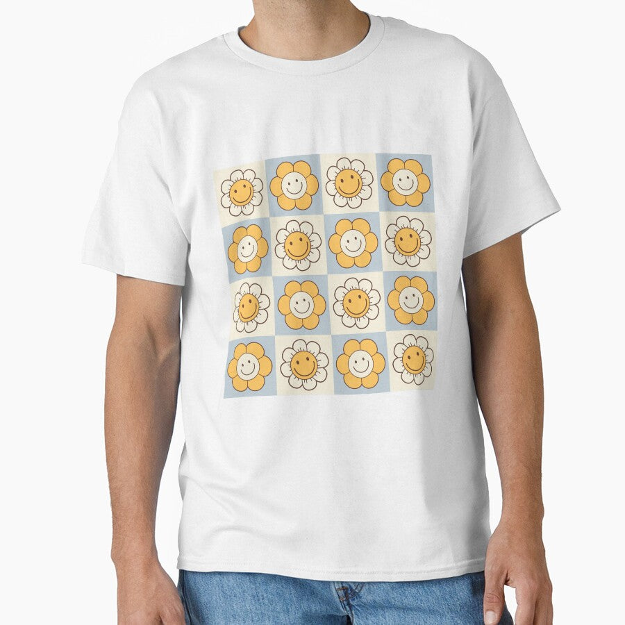 Checkered Hippie Happy Smiley Flowers by Throwtopia T-Shirts, Hoodie, Sweatshirt | BlankRebels.com (Image 1)