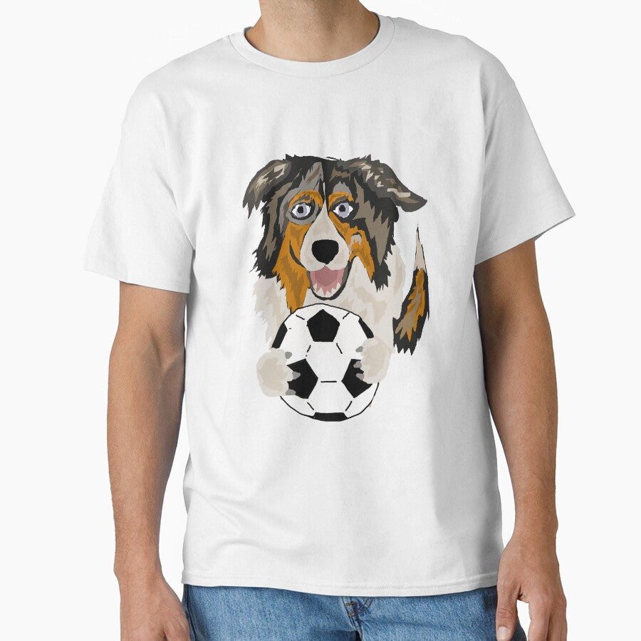 Funny Australian Shepherd Dog Playing Soccer by Nature's Fancy