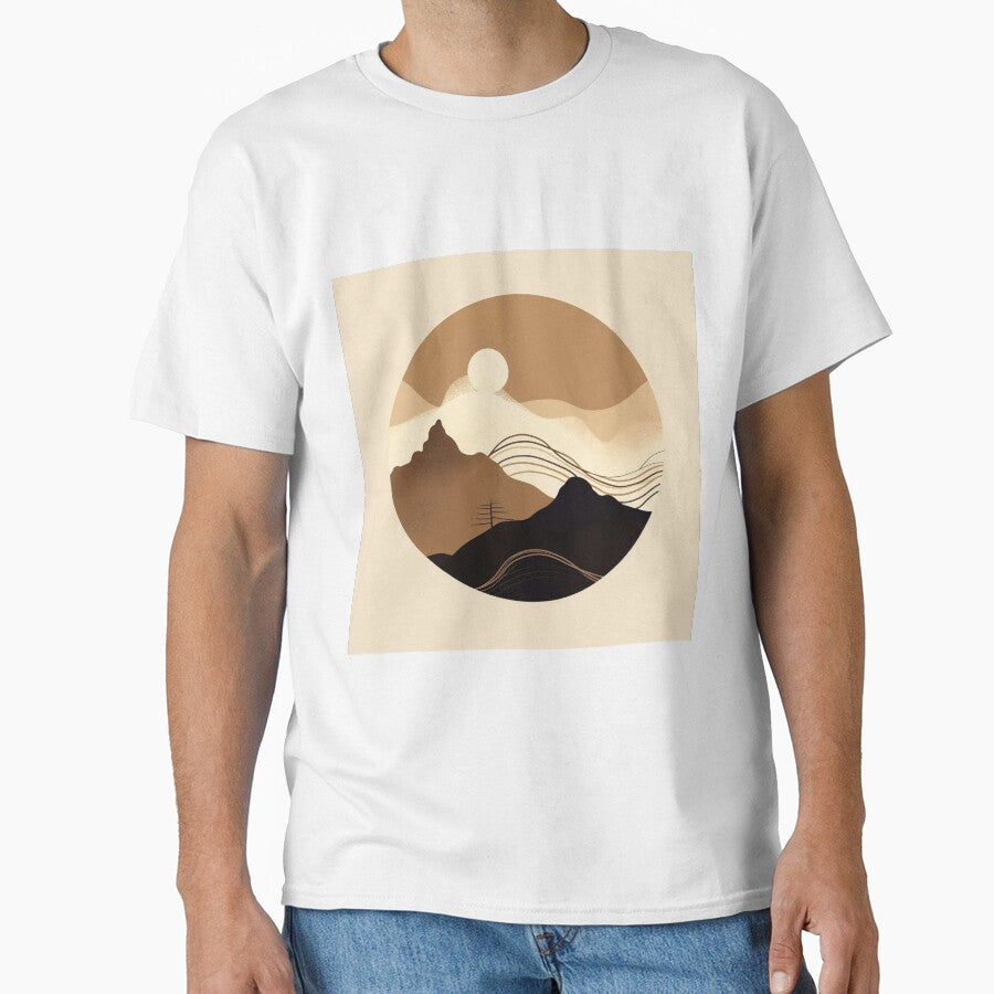 Minimalist landscape digital minimalist abstract line art design by Feluceo T-Shirts, Hoodie, Sweatshirt (Image 1)