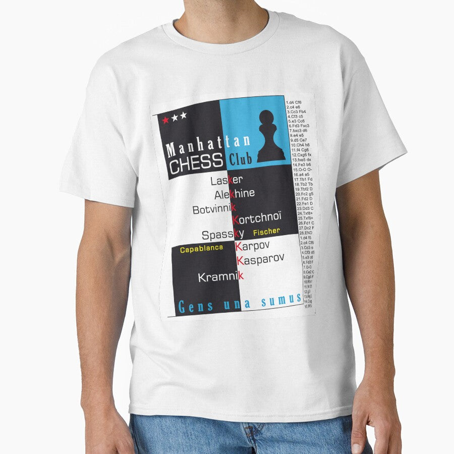 Manhattan New York Chess Club USA Travel Vintage Poster by PB Mary T-Shirts, Hoodie, Sweatshirt | BlankRebels.com (Image 1)