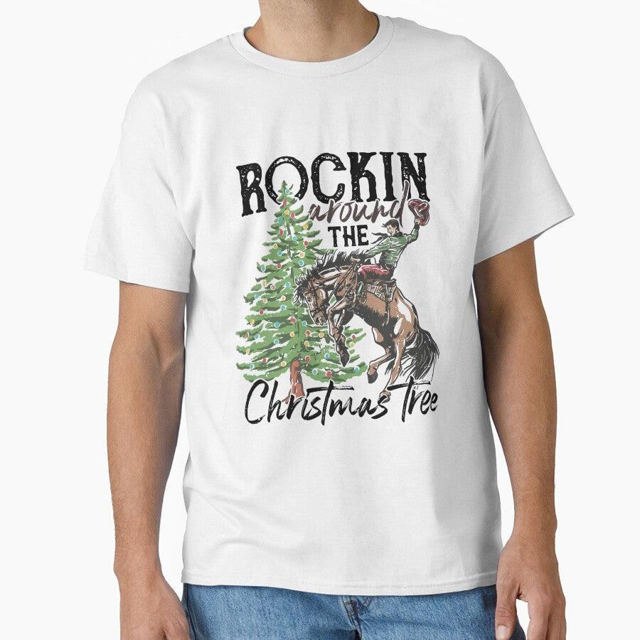 Rocking Around The Christmas Tree Sweatshirt, Women's Christmas Shirts, Retro Christmas Western Shirt,Cowboy... (Image 1)